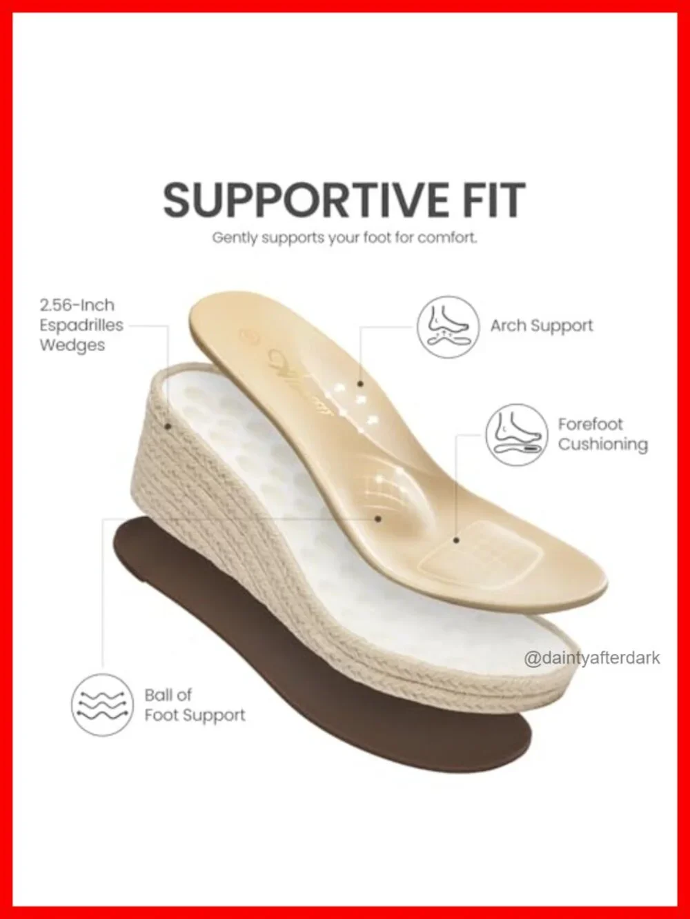 Women's Espadrille Wedge Sandals with Arch Support, Cushioned Platform